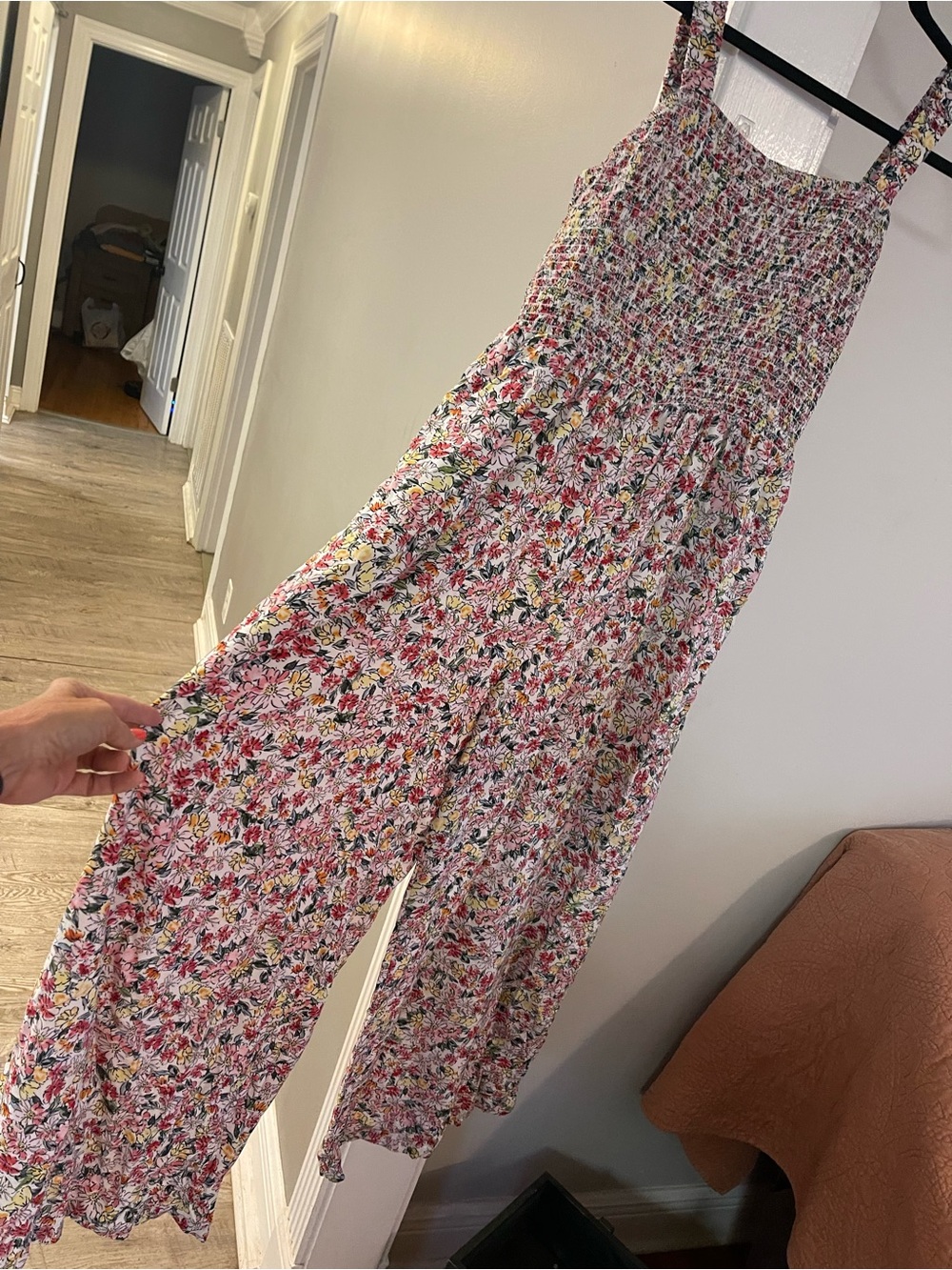 Floral Smocked jumpsuit - Pink Floral - Picture 2 of 5